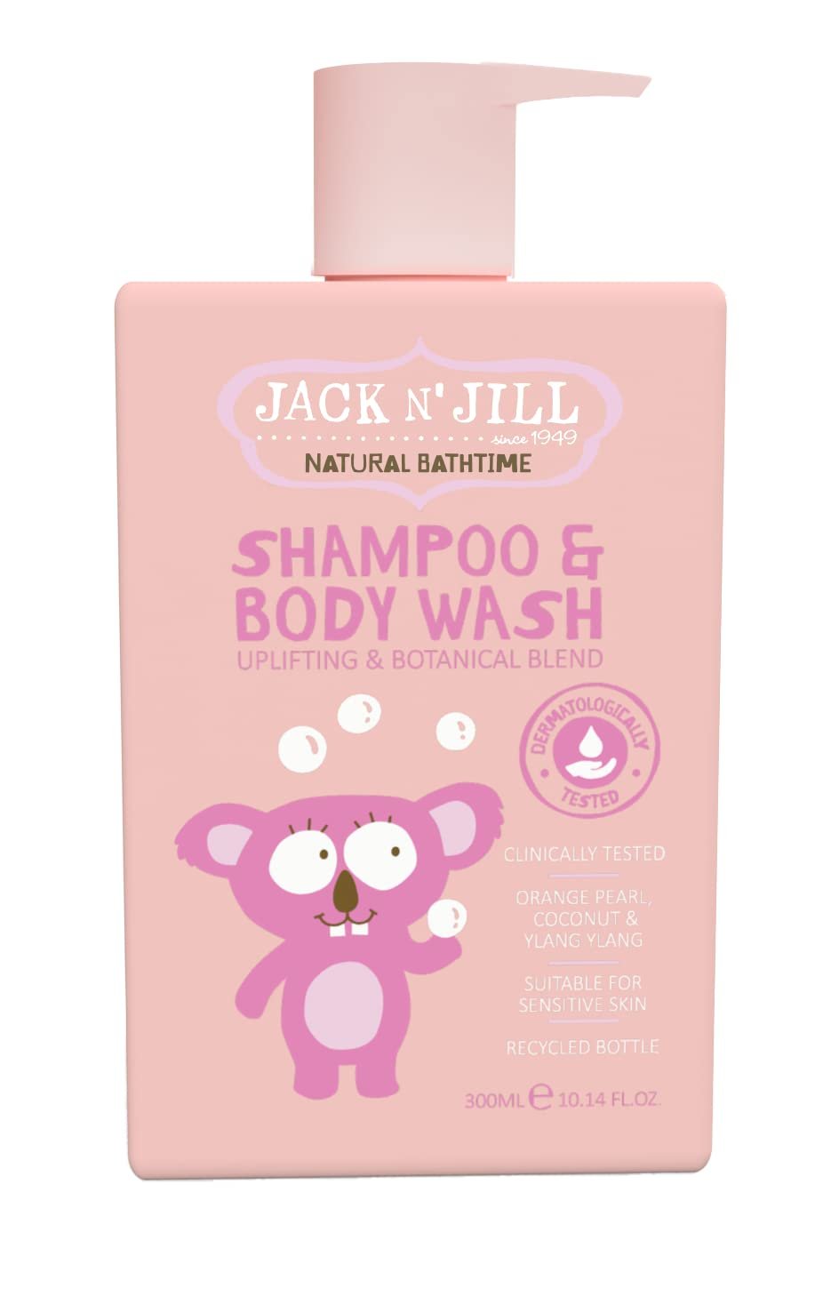 Jack N’ Jill Natural Bathtime Kids Shampoo and Body Wash – Suitable for Sensitive Skin, Dermatologically Tested, Color and Soap Free, Cruelty Free, Vegan – 300 mL (Pack of 1)