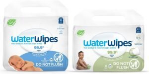 WaterWipes Bundle, Original 300 Count (5 packs) & Textured Clean Wipes 240 Count (4 packs), Plastic-Free, 99.9% Water Based Wipes, Unscented, Hypoallergenic for Sensitive Skin, Packaging May Vary