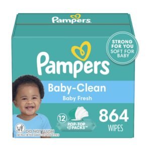 Pampers Baby Clean Wipes, Baby Fresh Scented, 12 Flip-Top Packs (864 Wipes Total)