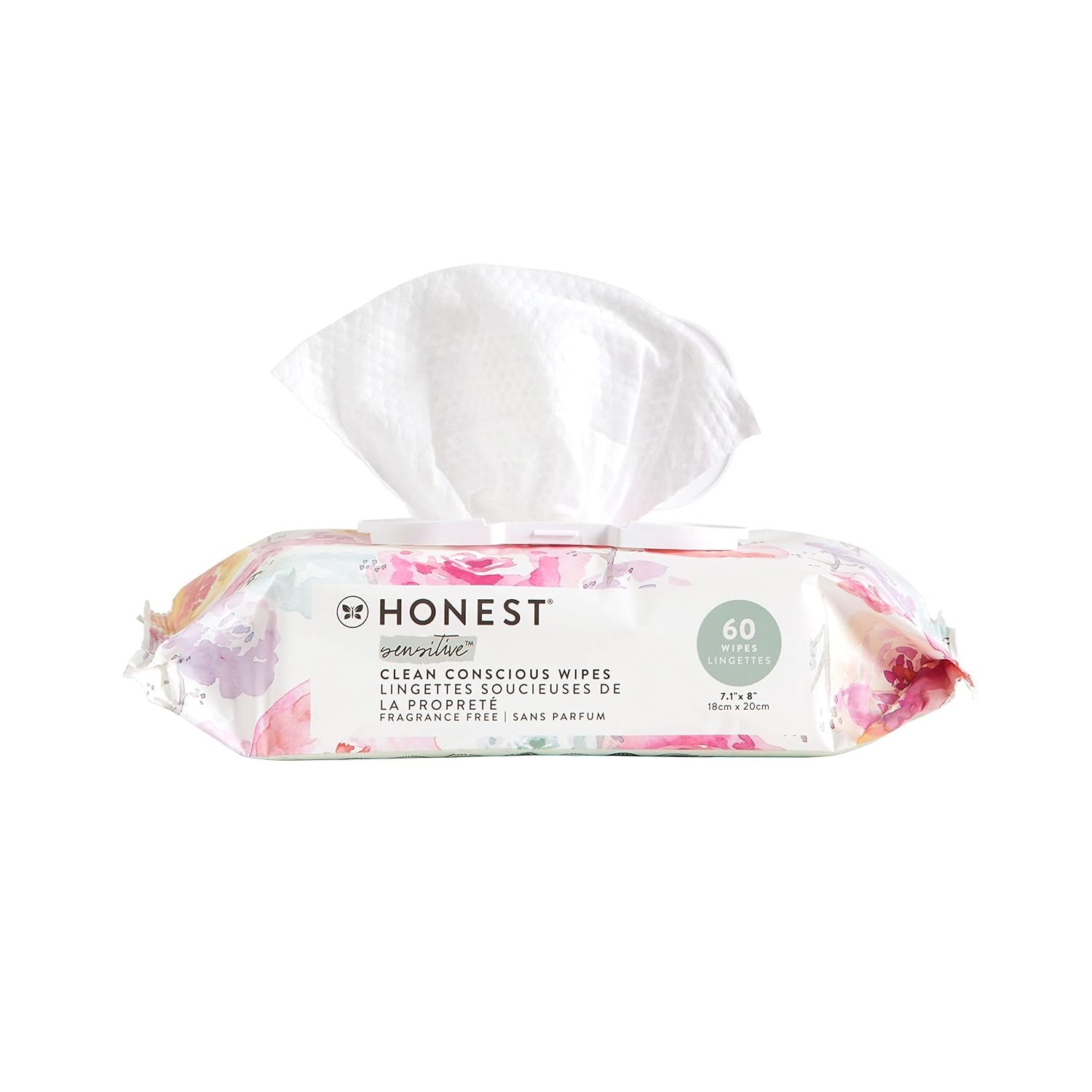 The Honest Company Clean Conscious Unscented Wipes , Over 99% Water, Compostable, Plant-Based, Baby Wipes , Hypoallergenic for Sensitive Skin, EWG Verified , Rose Blossom, 60 Count