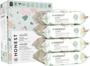 The Honest Company Clean Conscious Unscented Wipes | Over 99% Water, Compostable, Plant-Based, Baby Wipes | Hypoallergenic for Sensitive Skin, EWG Verified | Geo Mood, 288 Count